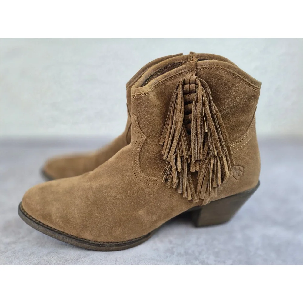 Ariat Dixon Fringe Brown Suede Western Ankle Boots 10021630 Womens 10B